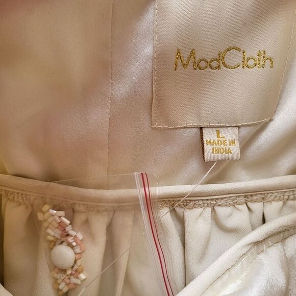 ModCloth The Simple‎ Truth Cream Pink Embroidered Tulle Maxi Dress Size L - Picture 10 of 10